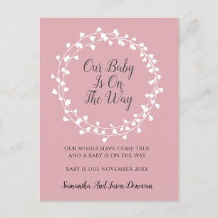 Flower Buds Pink Pregnancy Announcement Postcard