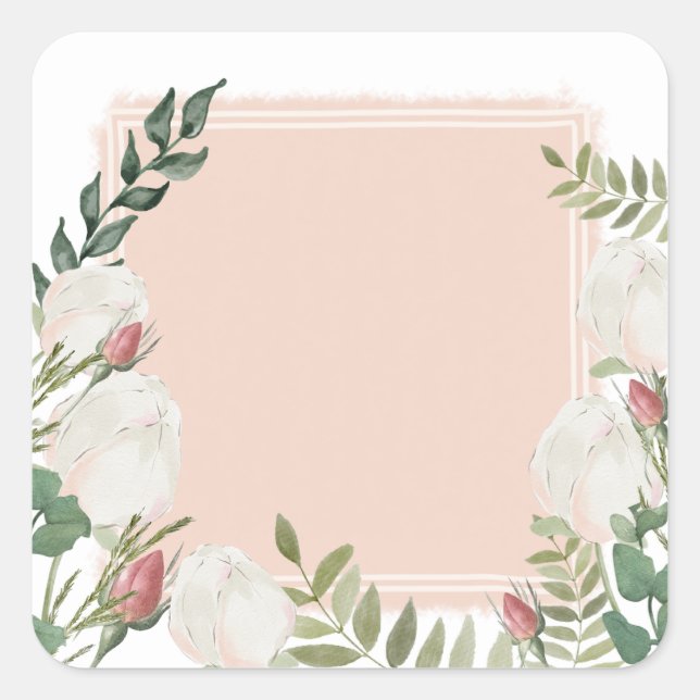 Flower buds square sticker  (Front)