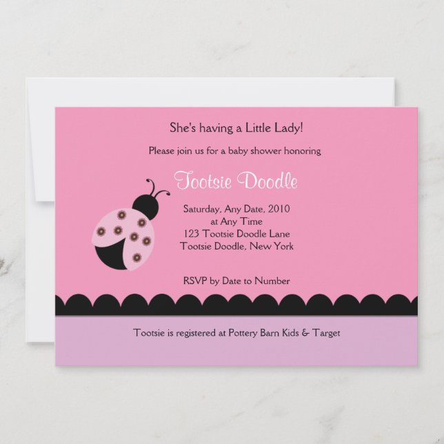 Flower Bug Lady Bug Baby Shower Invitation (Front)