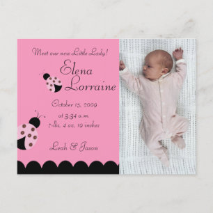 Flower Bug Lady Bug PHOTO Birth announcement