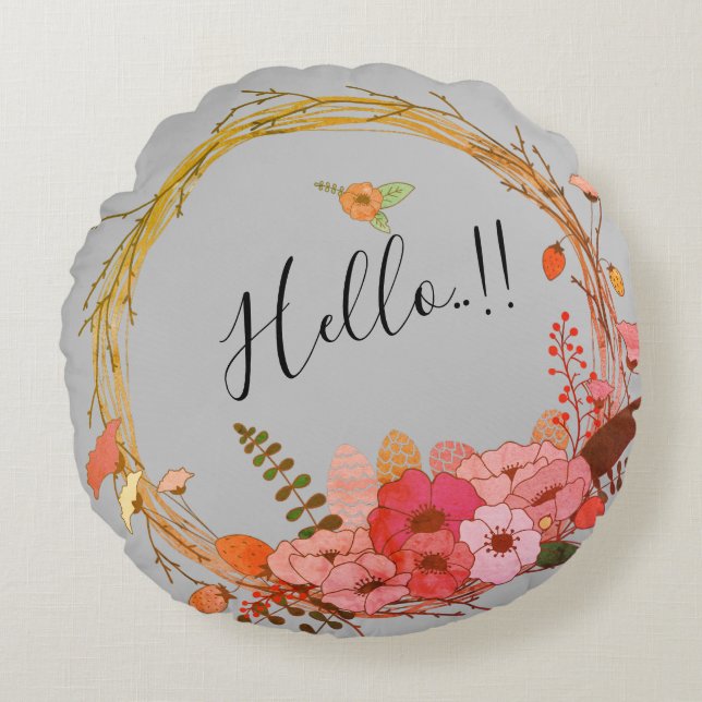 Flower bunch round cushion (Front)