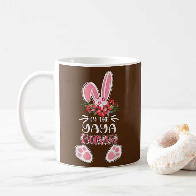 Flower Bunny I'm The Yaya Bunny Mother's Day Coffee Mug (With Donut)
