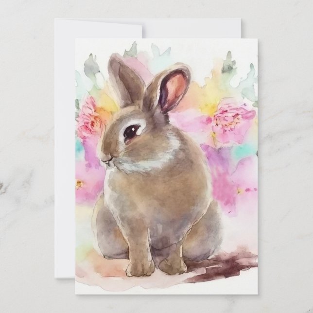 Flower Bunny Thank You Card (Front)