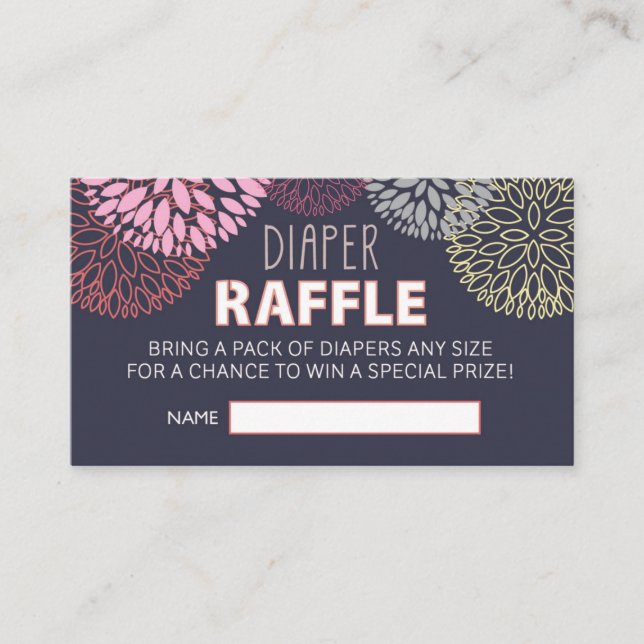 Flower Burst Diaper Raffle Ticket Enclosure Card (Front)