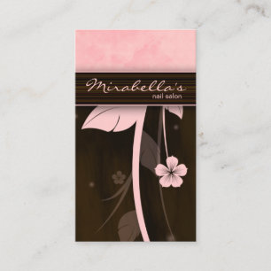 Flower Business Card Pink Chocolate Brown