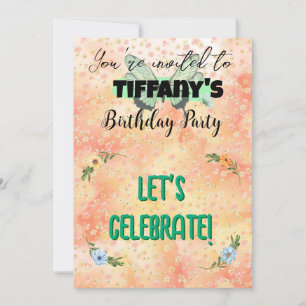Flower & Butterfly Birthday Invitation