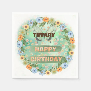 Flower & Butterfly Birthday Napkin