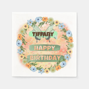 Flower & Butterfly Birthday Napkin