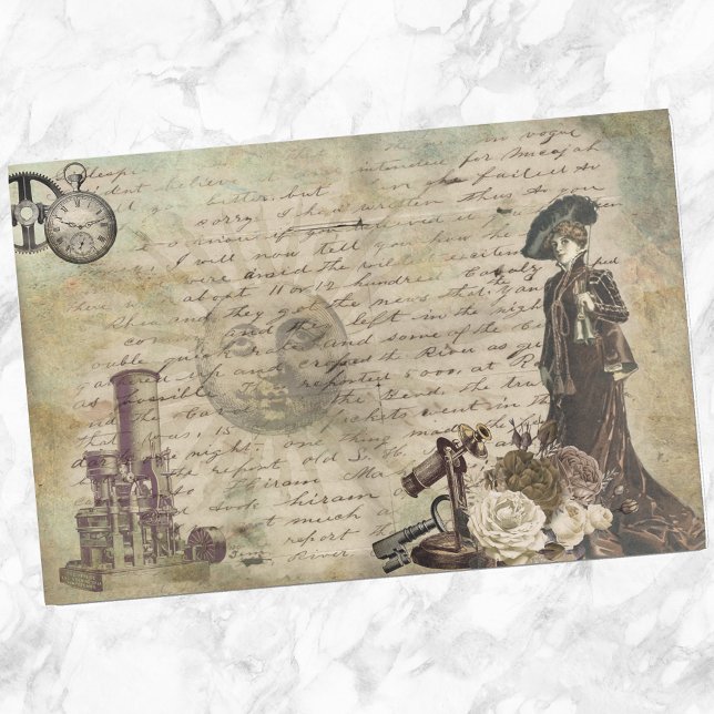 Flower Butterfly Decoupage Vintage Steampunk Tissue Paper (Creator Uploaded)