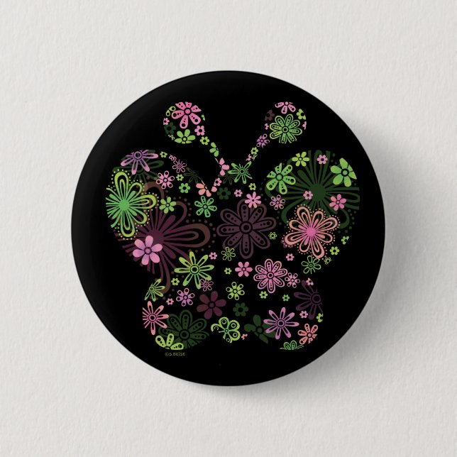 Flower butterfly ICON 6 Cm Round Badge (Front)