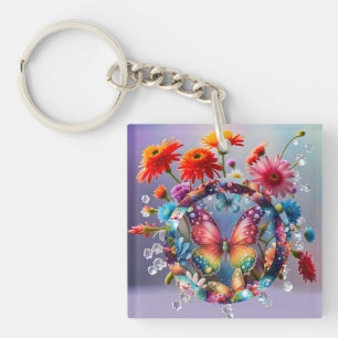 Flower Butterfly Key Ring