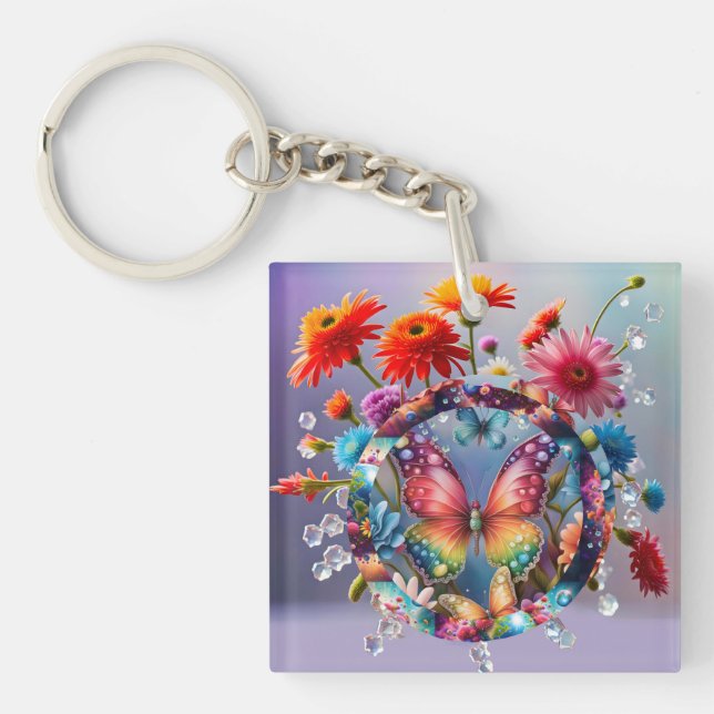 Flower Butterfly Key Ring (Front)