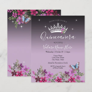 Flower Butterfly Quinceanera Budget Invitation