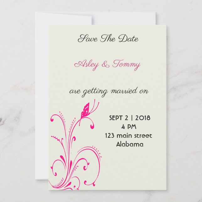 Flower Butterfly Save The Date (Front)