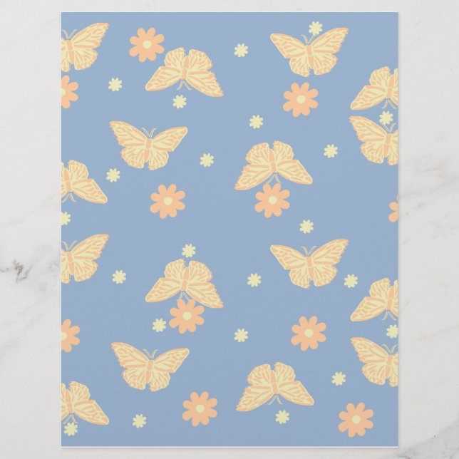 Flower & Butterfly Scrapbook paper (Front)