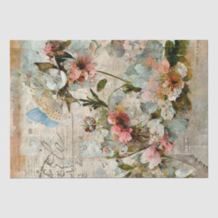 Flower Butterfly Shabby Collage Postale Decoupage  Tissue Paper