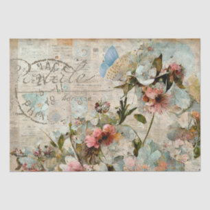 Flower Butterfly Shabby Collage Postale Decoupage  Tissue Paper