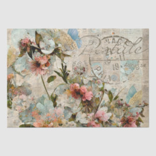 Flower Butterfly Shabby Collage Postale Decoupage Tissue Paper