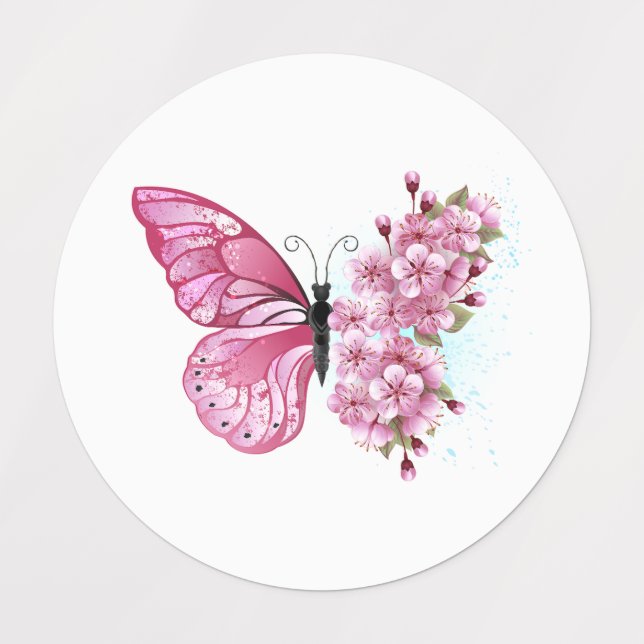 Flower Butterfly with Pink Sakura (Design 1)