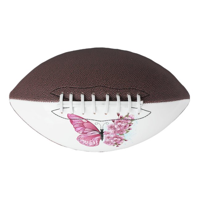 Flower Butterfly with Pink Sakura American Football (Front)