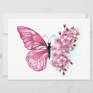 Flower Butterfly with Pink Sakura Announcement