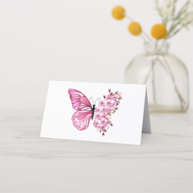 Flower Butterfly with Pink Sakura Appointment Card (Front)