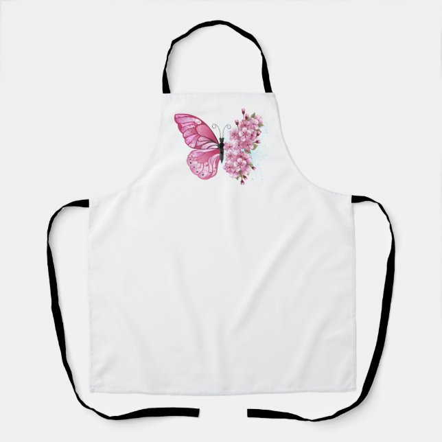 Flower Butterfly with Pink Sakura Apron (Front)