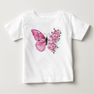 Flower Butterfly with Pink Sakura Baby T-Shirt
