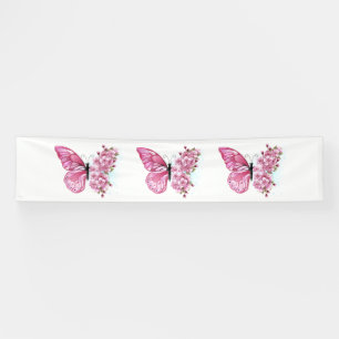 Flower Butterfly with Pink Sakura Banner