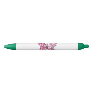 Flower Butterfly with Pink Sakura Black Ink Pen