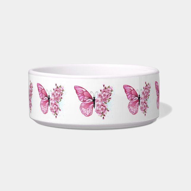 Flower Butterfly with Pink Sakura Bowl (Front)