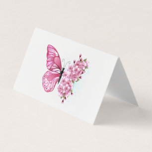 Flower Butterfly with Pink Sakura Business Card