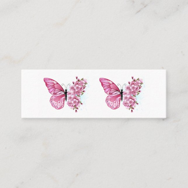 Flower Butterfly with Pink Sakura Calling Card (Front)