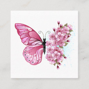 Flower Butterfly with Pink Sakura Calling Card