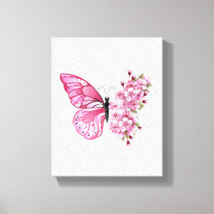 Flower Butterfly with Pink Sakura Canvas Print