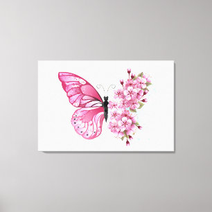 Flower Butterfly with Pink Sakura Canvas Print