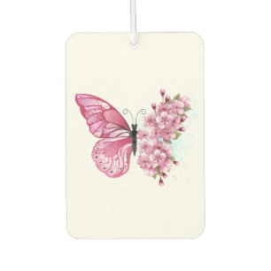 Flower Butterfly with Pink Sakura Car Air Freshener