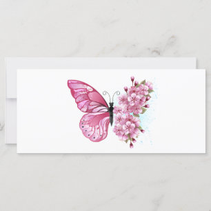 Flower Butterfly with Pink Sakura Card