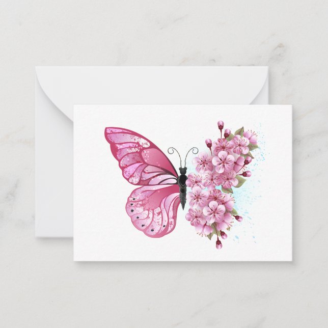 Flower Butterfly with Pink Sakura Card (Front)