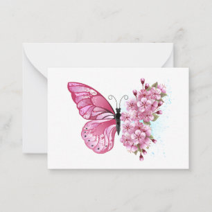 Flower Butterfly with Pink Sakura Card