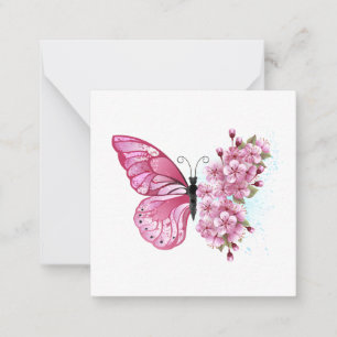Flower Butterfly with Pink Sakura Card