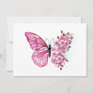 Flower Butterfly with Pink Sakura Card