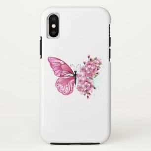 Flower Butterfly with Pink Sakura iPhone XS Case