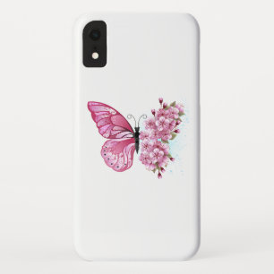 Flower Butterfly with Pink Sakura iPhone XR Case