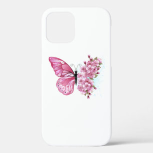 Flower Butterfly with Pink Sakura iPhone 12 Pro Case