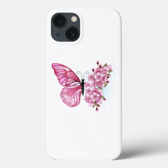 Flower Butterfly with Pink Sakura Case-Mate iPhone Case (Back)