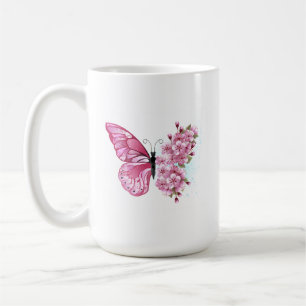 Flower Butterfly with Pink Sakura Coffee Mug
