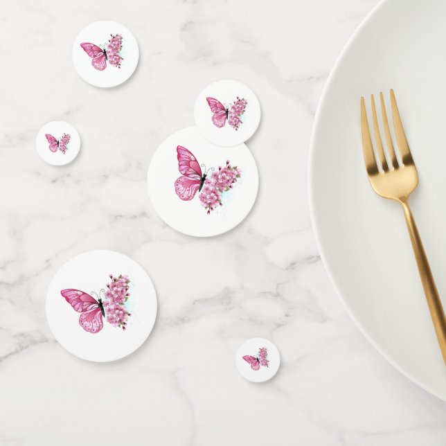 Flower Butterfly with Pink Sakura Confetti (Group)