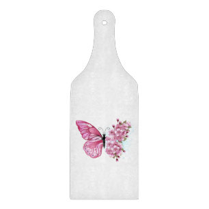 Flower Butterfly with Pink Sakura Cutting Board