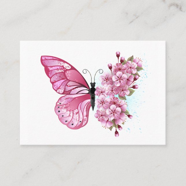 Flower Butterfly with Pink Sakura Discount Card (Front)